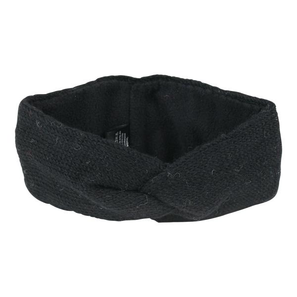 Schwarzes feines überlappendes Stirnband 100% Wolle mit Fleece gefüttert Handarbeit Nepal